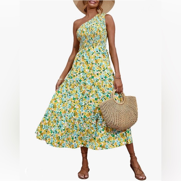 One shoulder floral summer dress size L - Picture 1 of 9